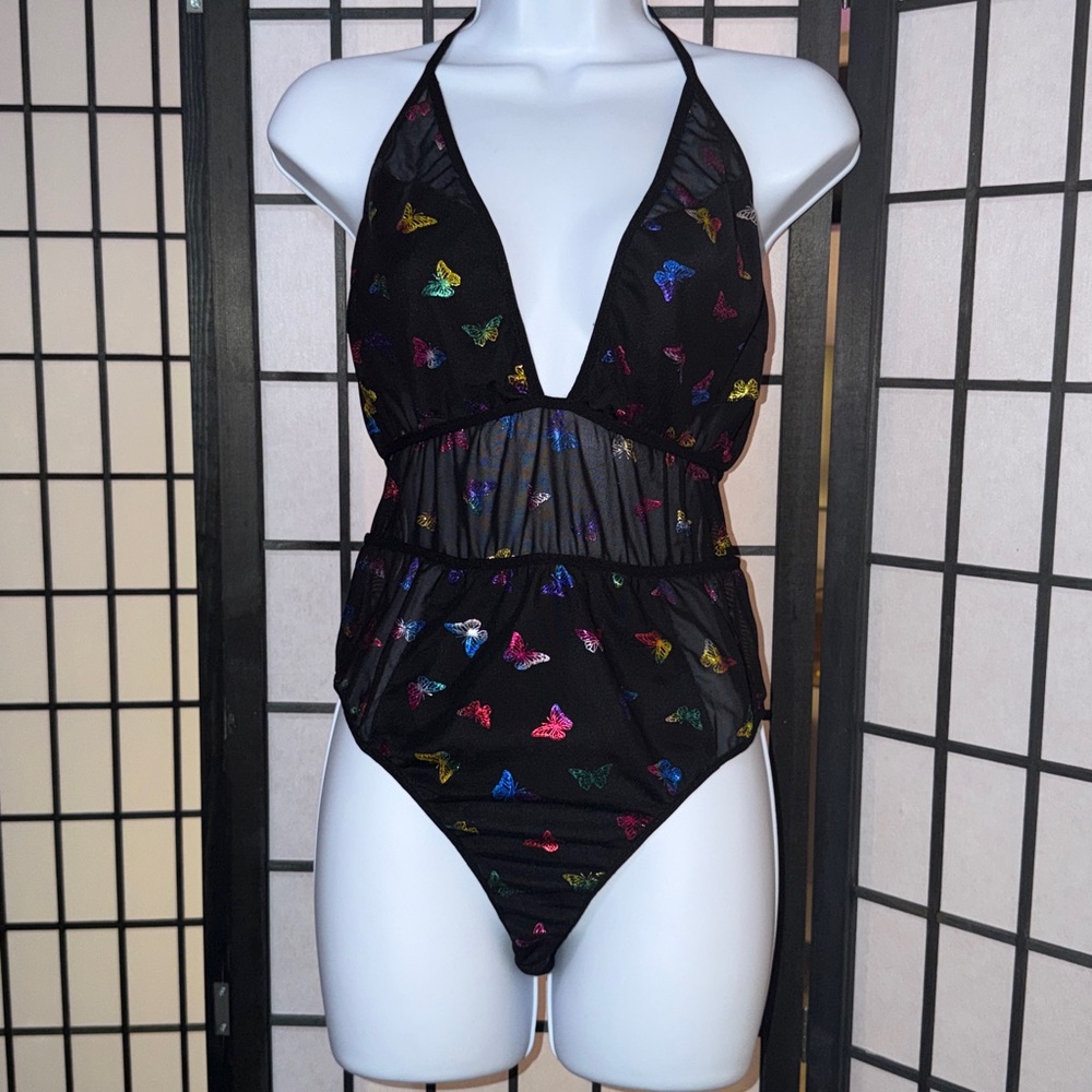 Colorful Butterfly Mesh Bodysuit